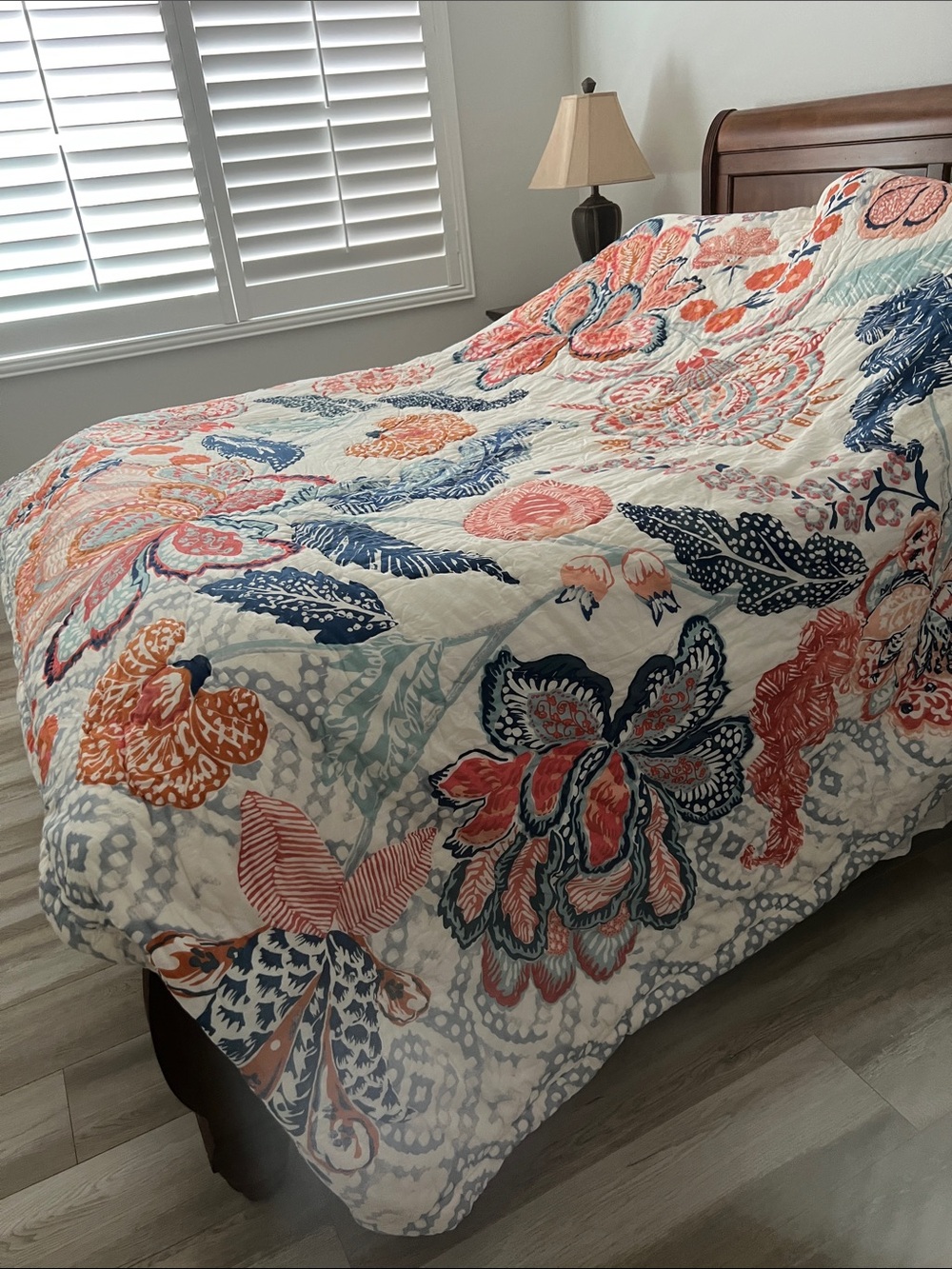 Anthropologie new Queen Quilted Bedspread in Classic design, reversible.NWOT